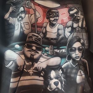 Source Unknown Black and Gray Graphic Sweater